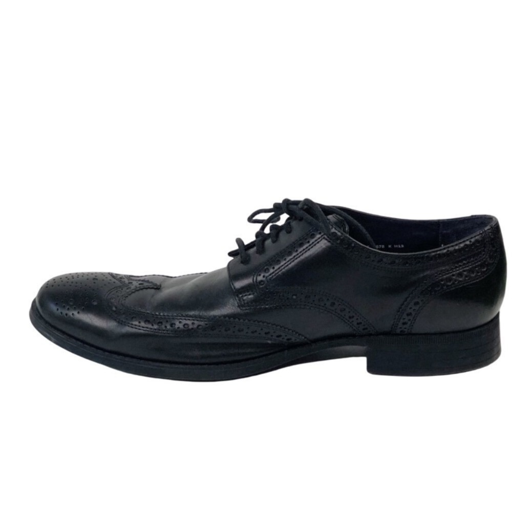 Cole Haan Men Black Leather Wingtip Round Toe Derby Brogue Dress Shoes Size 11 M - Picture 2 of 11